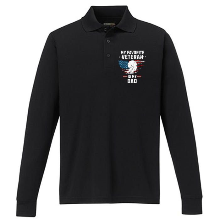 Veterans Day My Favorite Veteran Is My Dad Kids Performance Long Sleeve Polo