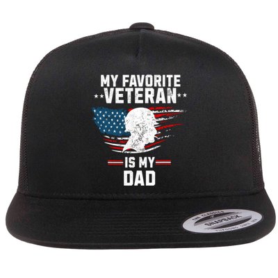 Veterans Day My Favorite Veteran Is My Dad Kids Flat Bill Trucker Hat