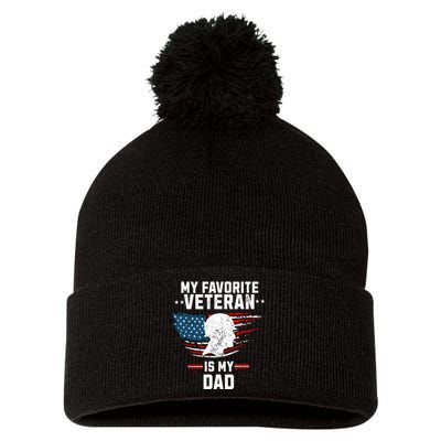 Veterans Day My Favorite Veteran Is My Dad Kids Pom Pom 12in Knit Beanie