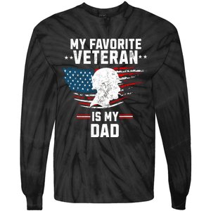 Veterans Day My Favorite Veteran Is My Dad Kids Tie-Dye Long Sleeve Shirt