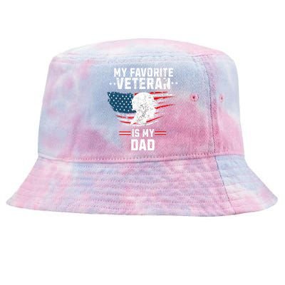 Veterans Day My Favorite Veteran Is My Dad Kids Tie-Dyed Bucket Hat