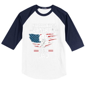 Veterans Day My Favorite Veteran Is My Dad Kids Baseball Sleeve Shirt