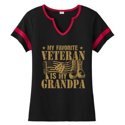 Veterans Day My Favorite Veteran Is My Grandpa Ladies Halftime Notch Neck Tee