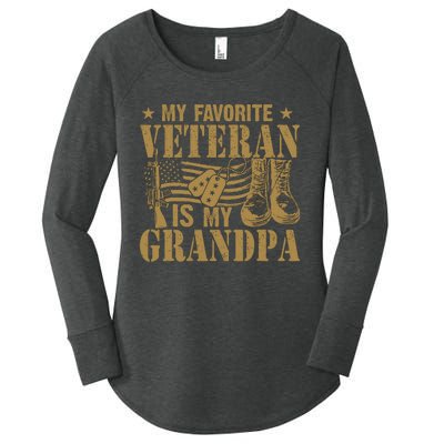 Veterans Day My Favorite Veteran Is My Grandpa Women's Perfect Tri Tunic Long Sleeve Shirt