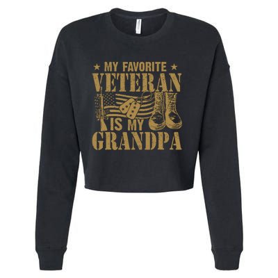 Veterans Day My Favorite Veteran Is My Grandpa Cropped Pullover Crew