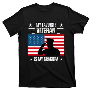 Veterans Day Military My Favorite Veteran Is My Grandpa Kids T-Shirt