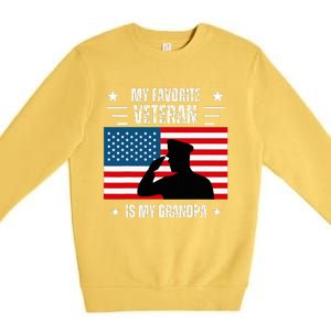 Veterans Day Military My Favorite Veteran Is My Grandpa Premium Crewneck Sweatshirt