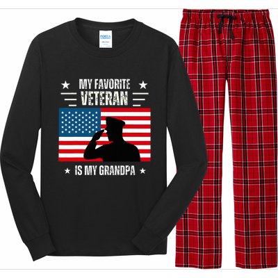 Veterans Day Military My Favorite Veteran Is My Grandpa Long Sleeve Pajama Set