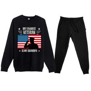 Veterans Day Military My Favorite Veteran Is My Grandpa Premium Crewneck Sweatsuit Set