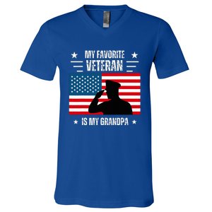 Veterans Day Military My Favorite Veteran Is My Grandpa V-Neck T-Shirt