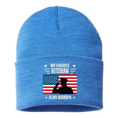 Veterans Day Military My Favorite Veteran Is My Grandpa Sustainable Knit Beanie