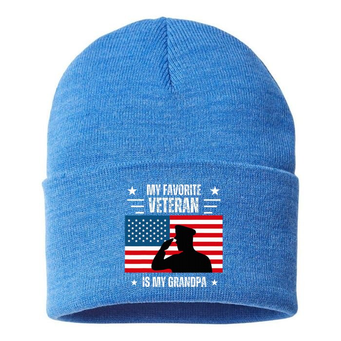 Veterans Day Military My Favorite Veteran Is My Grandpa Sustainable Knit Beanie