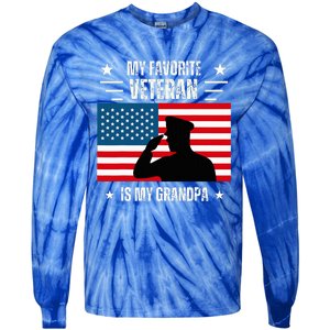 Veterans Day Military My Favorite Veteran Is My Grandpa Tie-Dye Long Sleeve Shirt