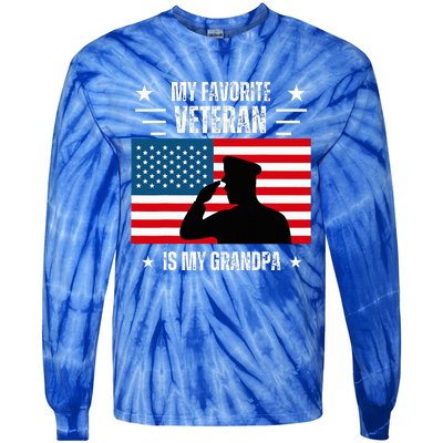 Veterans Day Military My Favorite Veteran Is My Grandpa Tie-Dye Long Sleeve Shirt