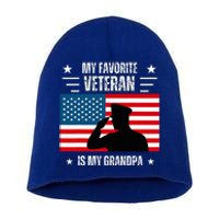 Veterans Day Military My Favorite Veteran Is My Grandpa Short Acrylic Beanie