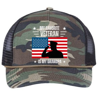 Veterans Day Military My Favorite Veteran Is My Grandpa Retro Rope Trucker Hat Cap