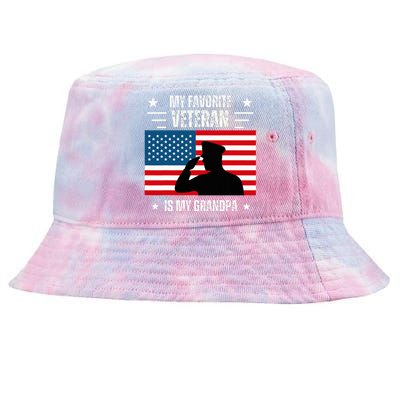 Veterans Day Military My Favorite Veteran Is My Grandpa Tie-Dyed Bucket Hat