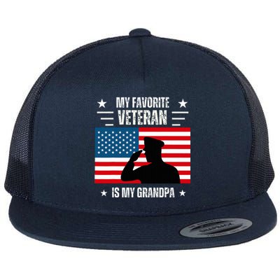 Veterans Day Military My Favorite Veteran Is My Grandpa Flat Bill Trucker Hat