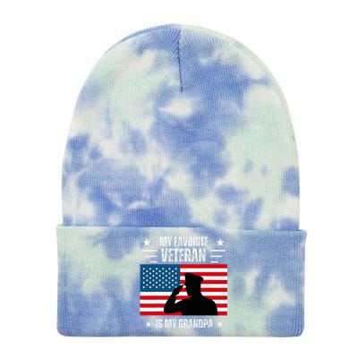 Veterans Day Military My Favorite Veteran Is My Grandpa Tie Dye 12in Knit Beanie