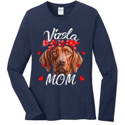 Vizsla Dog Mom Vizsla Mom Puppy Funny Mothers Day Ladies Long Sleeve Shirt