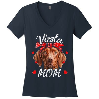 Vizsla Dog Mom Vizsla Mom Puppy Funny Mothers Day Women's V-Neck T-Shirt