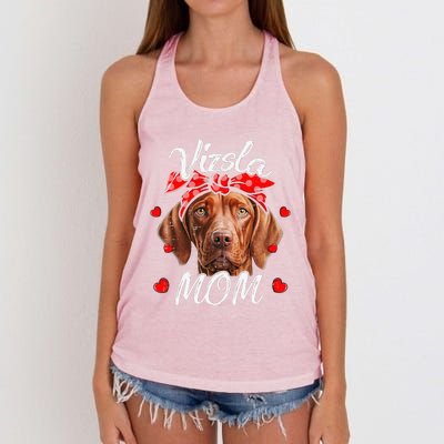 Vizsla Dog Mom Vizsla Mom Puppy Funny Mothers Day Women's Knotted Racerback Tank