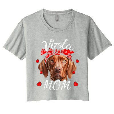 Vizsla Dog Mom Vizsla Mom Puppy Funny Mothers Day Women's Crop Top Tee