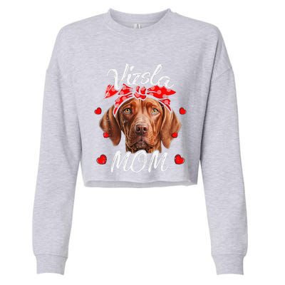 Vizsla Dog Mom Vizsla Mom Puppy Funny Mothers Day Cropped Pullover Crew