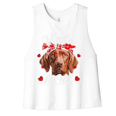 Vizsla Dog Mom Vizsla Mom Puppy Funny Mothers Day Women's Racerback Cropped Tank