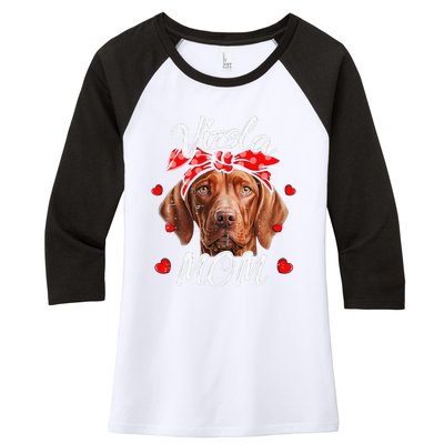 Vizsla Dog Mom Vizsla Mom Puppy Funny Mothers Day Women's Tri-Blend 3/4-Sleeve Raglan Shirt