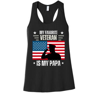 Veterans Day Military My Favorite Veteran Is My Papa Women's Racerback Tank