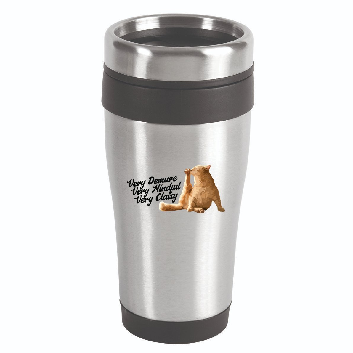 Very Demure Mindful Classy Meme Funny Cat 16oz Travel Tumbler