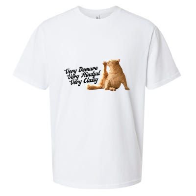 Very Demure Mindful Classy Meme Funny Cat Sueded Cloud Jersey T-Shirt