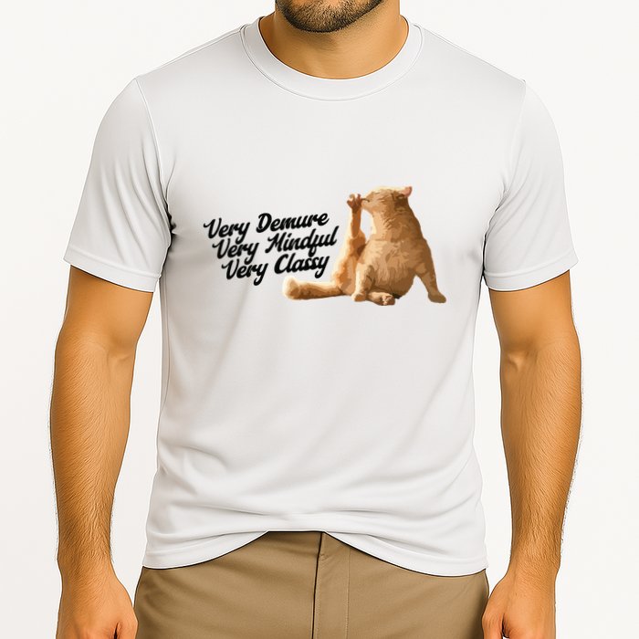 Very Demure Mindful Classy Meme Funny Cat Cooling Performance Crew T-Shirt