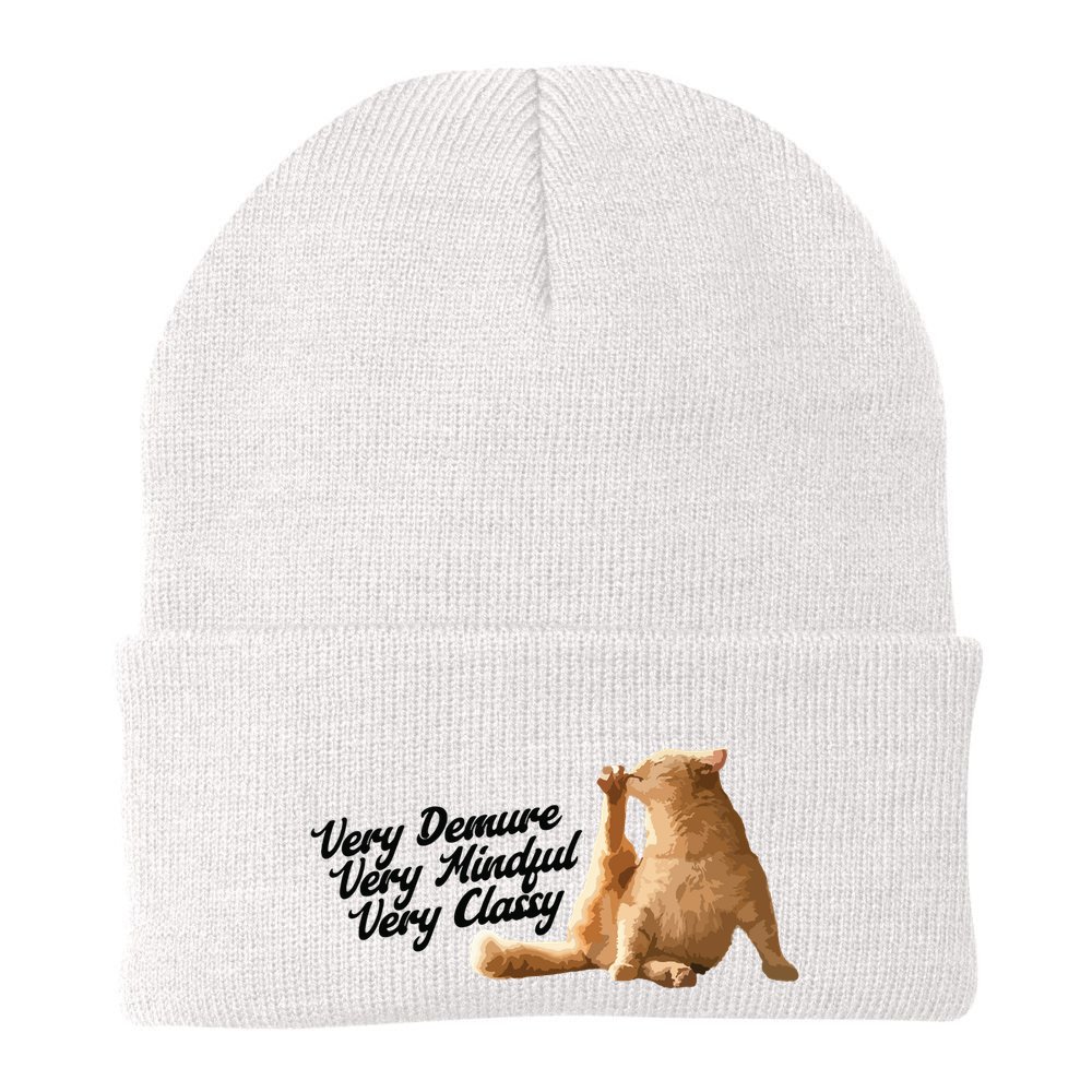 Very Demure Mindful Classy Meme Funny Cat Beanie