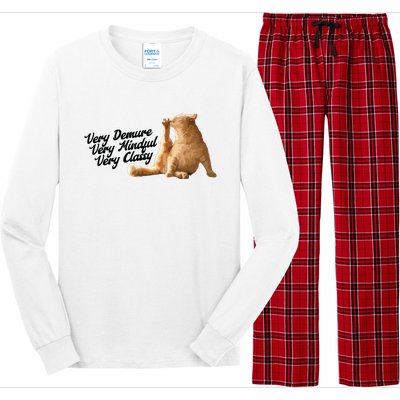 Very Demure Mindful Classy Meme Funny Cat Long Sleeve Pajama Set