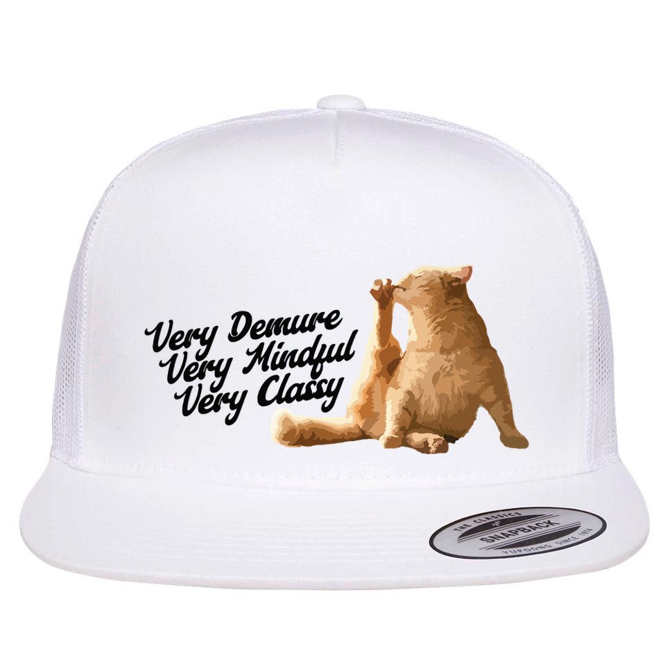 Very Demure Mindful Classy Meme Funny Cat Flat Bill Trucker Hat