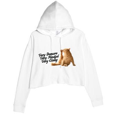 Very Demure Mindful Classy Meme Funny Cat Crop Fleece Hoodie