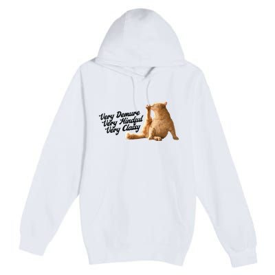 Very Demure Mindful Classy Meme Funny Cat Premium Pullover Hoodie
