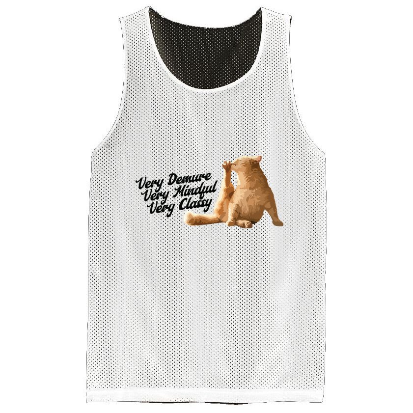 Very Demure Mindful Classy Meme Funny Cat Mesh Reversible Basketball Jersey Tank