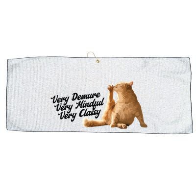 Very Demure Mindful Classy Meme Funny Cat Large Microfiber Waffle Golf Towel