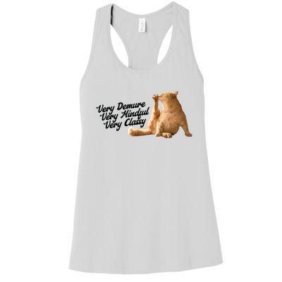 Very Demure Mindful Classy Meme Funny Cat Women's Racerback Tank