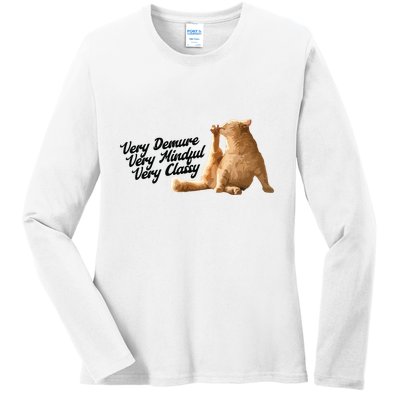 Very Demure Mindful Classy Meme Funny Cat Ladies Long Sleeve Shirt