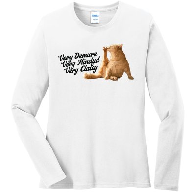 Very Demure Mindful Classy Meme Funny Cat Ladies Long Sleeve Shirt