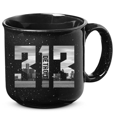 Vintage Detroit Michigan 313 Area Code Skyline 15oz Campfire Ceramic Mug