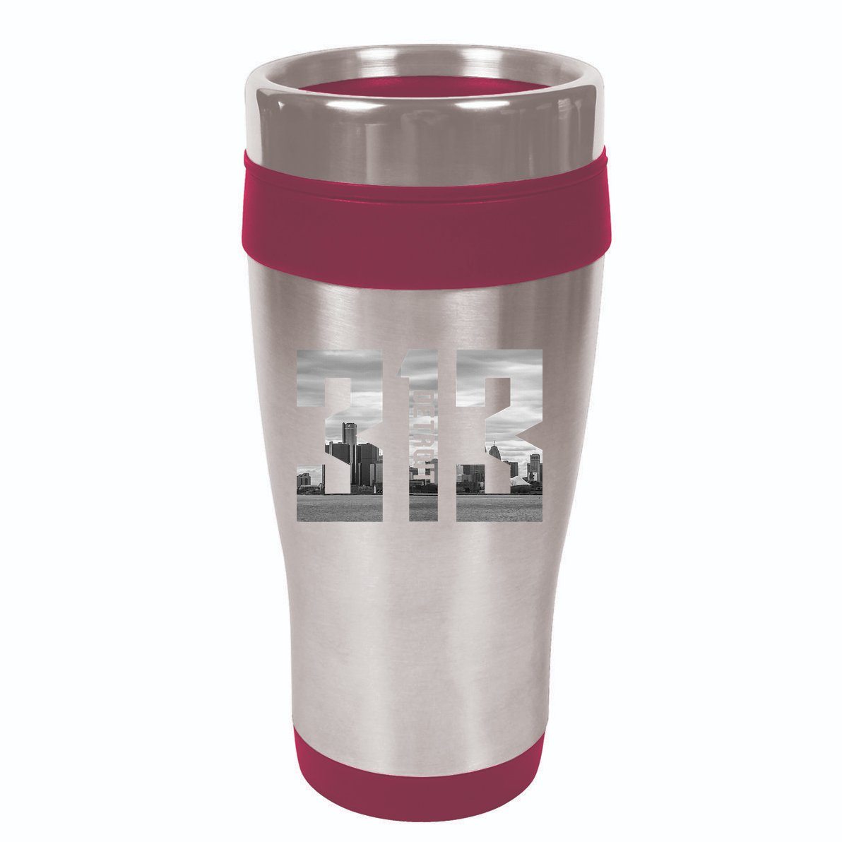 Vintage Detroit Michigan 313 Area Code Skyline 16oz Travel Tumbler