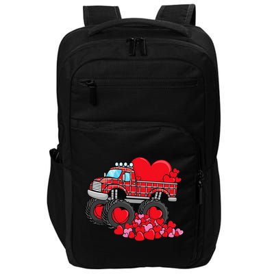 ValentineS Day Monster Truck With Hearts Plaid Impact Tech Backpack