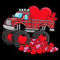 ValentineS Day Monster Truck With Hearts Plaid Bucket Hat
