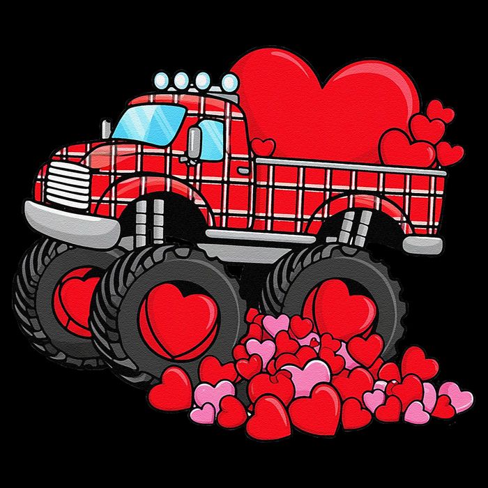 ValentineS Day Monster Truck With Hearts Plaid Bucket Hat