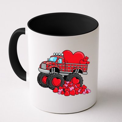ValentineS Day Monster Truck With Hearts Plaid Mug